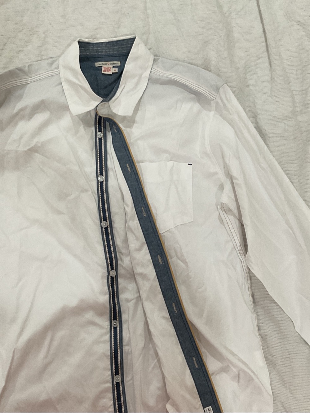 Classic Carbon2Cobalt White Men's Dress Shirt with Contrast Collar - Picture 3 of 5